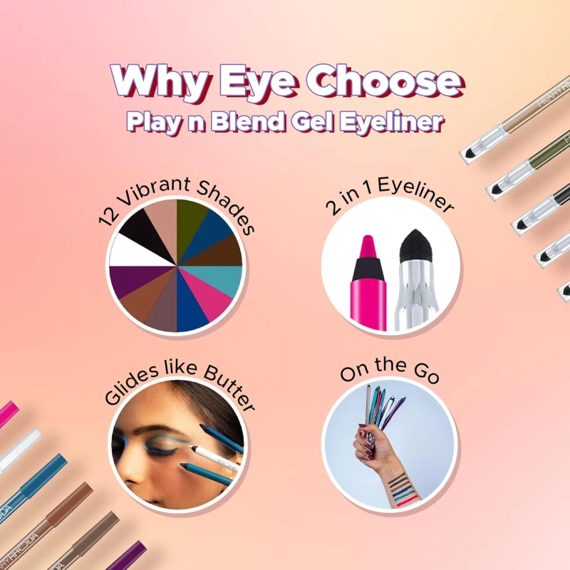 Hilary Rhoda Play n Blend Gel Eyeliner | One Stroke Application | Highly Pigmented | Matte & Shimmer Finish | 2 in 1 Smudger + Eyeliner | Butter Smooth Texture | 1.5g - (Purple Drama | Shade 12) thumbnail 6